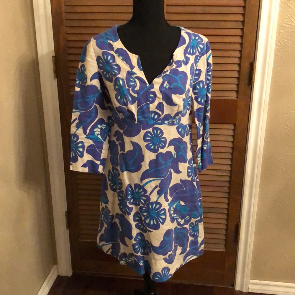 Boden Blue Floral Linen Tunic